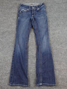 Ariat REAL Denim Jeans Womens 25S Medium Wash Low Rise Bootcut Embroidered Blue